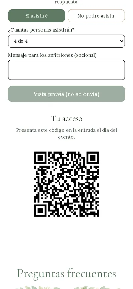 QR de acceso de la invitación personal.
